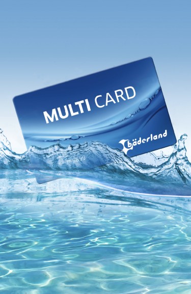 Blaue Multi Card Karte mit Wasserspritzern