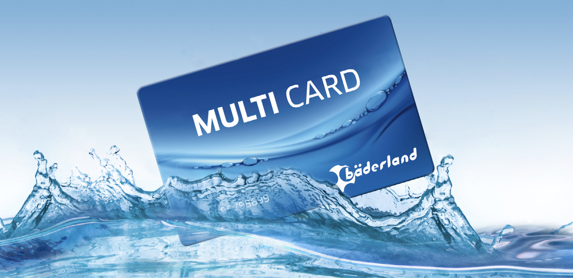 Blaue Multi Card Karte mit Wasserspritzern