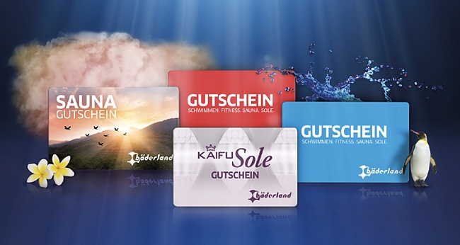 Diverse Bäderland Gutscheine in verschiedener Optik