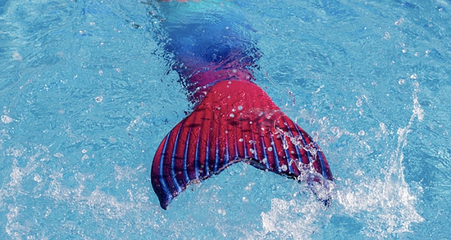 Meerjungfrauenflosse im Wasser